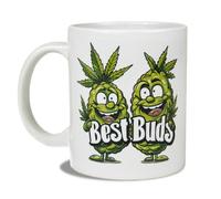 Reactive Brands MUGEMS - Tazza con scritta "Best Buds", tazza per cannabis, per amici di cannabis, regalo per migliore amico, divertente regalo per i fumatori, regalo per lei o per lui