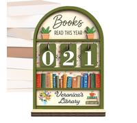 Read Counter - Wood, 18x16cm Book Tracker Reading Goal Display | Decorative Desktop Organizer Reading Challenge Progress Tracker Up To 999 Books, Bookshelf Decor For Home Library, Classroom, Book Club