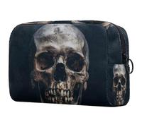 Read Human Head - Borsa per cosmetici da donna, con teschio e teschio, da viaggio, grande, con cerniera, Multi, 18.5x7.5x13cm/7.3x3x5.1in, Beauty case