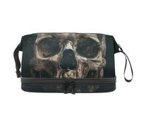 Read Human Head Skull - Trousse a doppio strato, per donne e ragazze, trousse da viaggio per trucchi, pratica borsa organizer con scomparto per pennelli, Multi, 27x15x14 cm/10.6x5.9x5.5 in, Beauty