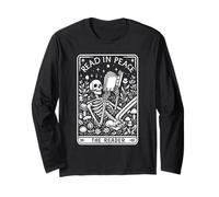 Read in Peace The Reader Skeleton Art Maglia a Manica