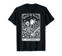 Read in Peace The Reader Skeleton Art Maglietta