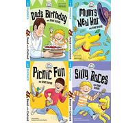 Read With Oxford Phonics (Stage 1) Biff, Chip & Kipper 4 Books Collection Set (Silly Races, Picnic Fun, Dad's Birthday, Mum's New Hat)