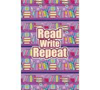 Read Write Repeat | Colorful Books and Shelves Journal Cover Design | Notebook