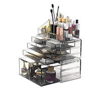 READAEER Porta Trucchi Organizer, Scatola Portaoggetti a 3 Piani Liberamente Impilabili, Organizzatore per Trucco da Bagno Multifunzione Impermeabile e Antipolvere, con 6 cassetti.