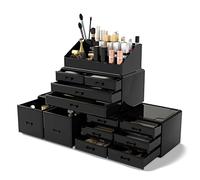 Readaeer Porta Trucchi Organizer, Scatola Portaoggetti a 4 Piani Liberamente Impilabili, Organizzatore per Trucco da Bagno Multifunzione Impermeabile e Antipolvere, con 12 cassetti.