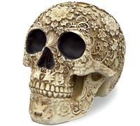READAEER Replica realistica di scheletro a grandezza naturale con testa di teschio umano (floreale)