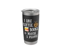 Reader Quote I Like Coffee, Books, & Maybe 3 People Reading Bicchiere termico in acciaio inox doppia parete