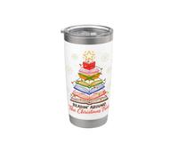 Readin Around The Christmas Tree Book Lover Reader Xmas Bicchiere termico in acciaio inox doppia parete