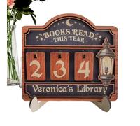 Reading Counter - Wooden Ornament Decorative Book Tracking Sign | Display Piece Reusable Number Update Feature for Office, Library, Home, Desk or Women Use, 18x16x3cm