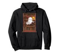 Reading Ghost - Spooky Library Halloween Tee Felpa con Cappuccio