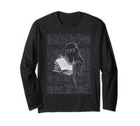 Reading Ghost - Spooky Library Halloween Tee Maglia a Manica