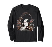 Reading Ghost - Spooky Library Halloween Tee Maglia a Manica