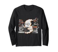 Reading Ghost - Spooky Library Halloween Tee Maglia a Manica