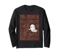 Reading Ghost - Spooky Library Halloween Tee Maglia a Manica
