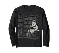 Reading Ghost - Spooky Library Halloween Tee Maglia a Manica