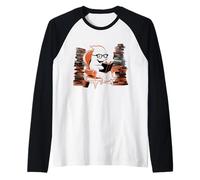 Reading Ghost - Spooky Library Halloween Tee Maglia con Maniche Raglan