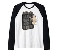 Reading Ghost - Spooky Library Halloween Tee Maglia con Maniche Raglan