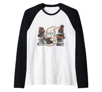 Reading Ghost - Spooky Library Halloween Tee Maglia con Maniche Raglan