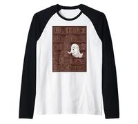 Reading Ghost - Spooky Library Halloween Tee Maglia con Maniche Raglan