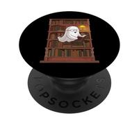 Reading Ghost - Spooky Library Halloween Tee PopSockets PopGrip Adesivo