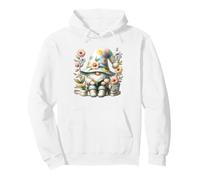 Reading GNOME for Women And Teachers with Flowers Cute Book Felpa con Cappuccio