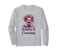 Reading is Flamazing Flamingo Summer Reading 2025 Book Lover Maglia a Manica