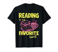 Reading Is My Favorite Sport Book Lover Bookish Reader Maglietta