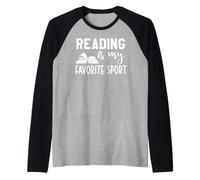 Reading is My Favorite Sport Funny Book Lover Bookish Items Maglia con Maniche Raglan