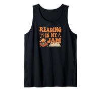 Reading Is My Jam Book Lover Groovy Music Notes Retro Canotta