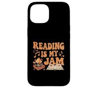 Reading Is My Jam Book Lover Groovy Music Notes Retro Custodia per iPhone 15