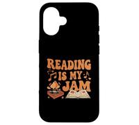 Reading Is My Jam Book Lover Groovy Music Notes Retro Custodia per iPhone 16