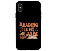 Reading Is My Jam Book Lover Groovy Music Notes Retro Custodia per iPhone X/XS