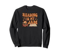 Reading Is My Jam Book Lover Groovy Music Notes Retro Felpa