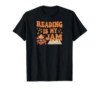 Reading Is My Jam Book Lover Groovy Music Notes Retro Maglietta