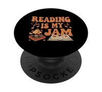 Reading Is My Jam Book Lover Groovy Music Notes Retro PopSockets PopGrip Adesivo