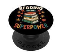 Reading Is My Superpower Pila Di Libri Lettura Educazione PopSockets PopGrip Adesivo