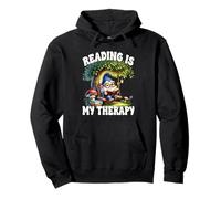 Reading Is My Therapy Funny Saying For Bookworm Cute Gnome Felpa con Cappuccio