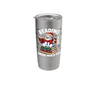 Reading is Snow Much Fun Christmas Bookworm Snowman Reading Bicchiere termico in acciaio inox doppia parete