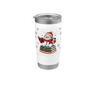 Reading is Snow Much Fun Christmas Bookworm Snowman Reading Bicchiere termico in acciaio inox doppia parete
