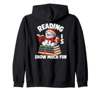 Reading is Snow Much Fun Christmas Bookworm Snowman Reading Felpa con Cappuccio
