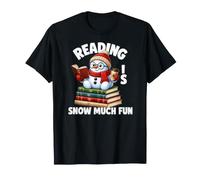 Reading is Snow Much Fun Christmas Bookworm Snowman Reading Maglietta