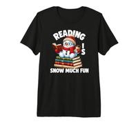 Reading is Snow Much Fun Christmas Bookworm Snowman Reading Maglietta Premium