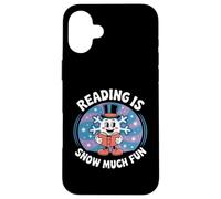 Reading Is Snow Much Fun Snowflake Book Lovers Tema invernale Custodia per iPhone 16 Plus