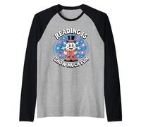 Reading Is Snow Much Fun Snowflake Book Lovers Tema Invernale Maglia con Maniche Raglan