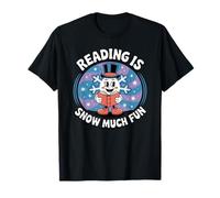 Reading Is Snow Much Fun Snowflake Book Lovers Tema Invernale Maglietta