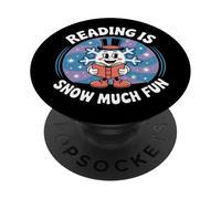 Reading Is Snow Much Fun Snowflake Book Lovers Tema invernale PopSockets PopGrip Adesivo