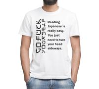 Reading Japanese Is Really Easy T-Shirt Classica da Uomo Girocollo Maniche Corte Medium