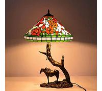 Reading Lamp Table Lamp Color Rose Glass Lampshade Resin Horse Body Shape Desk Light for Study Bedroom Living Room Office