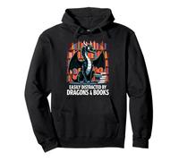 Reading Lover Easily Distracted by Dragons and Books Dragon Felpa con Cappuccio